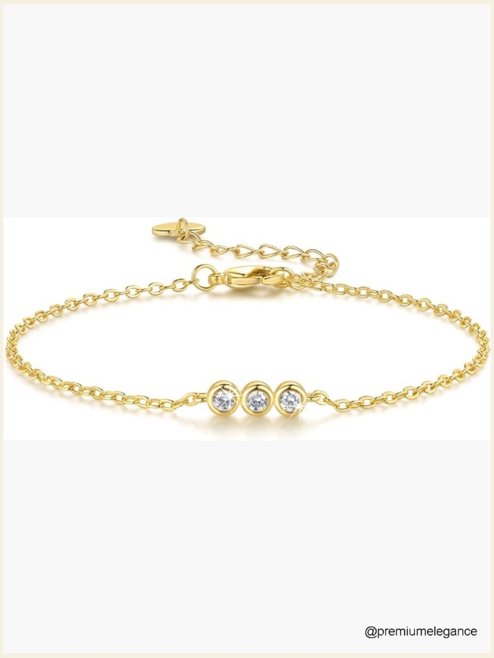14K Gold Plated CZ Chain Bracelet Minimalist Sparkling Stackable